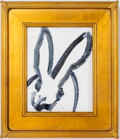 Blanko- white gestural bunny painting by Hunt Slonem