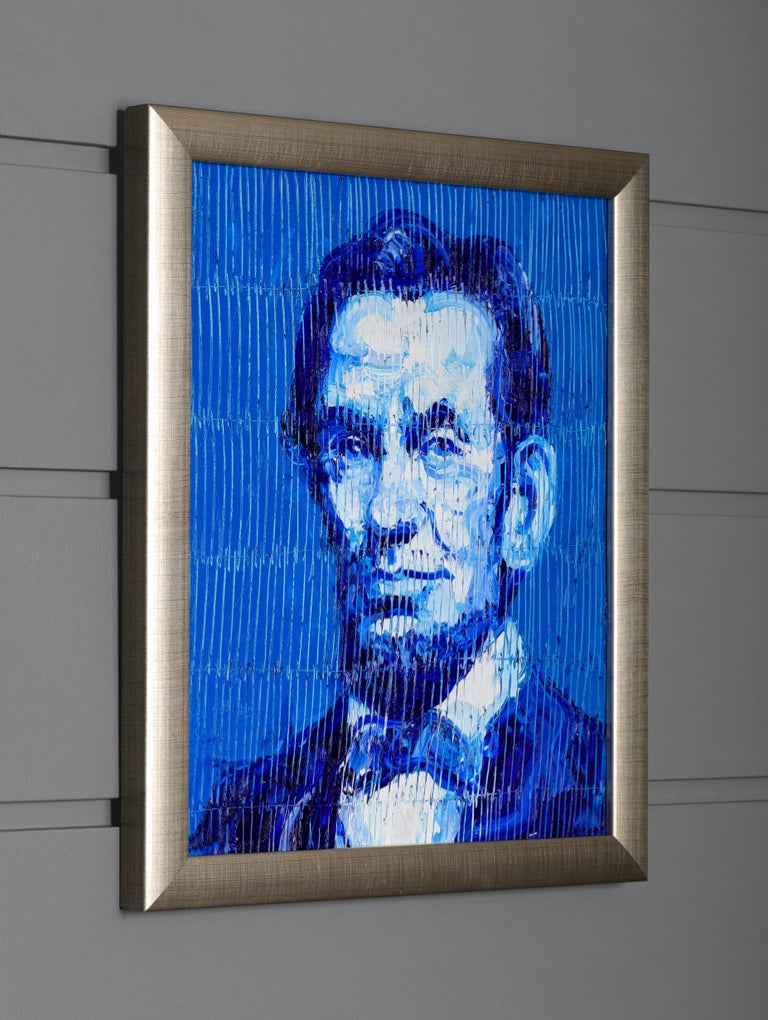 Hunt Slonem - 'Blue Abraham Lincoln' Unique Painting For Sale at 1stDibs