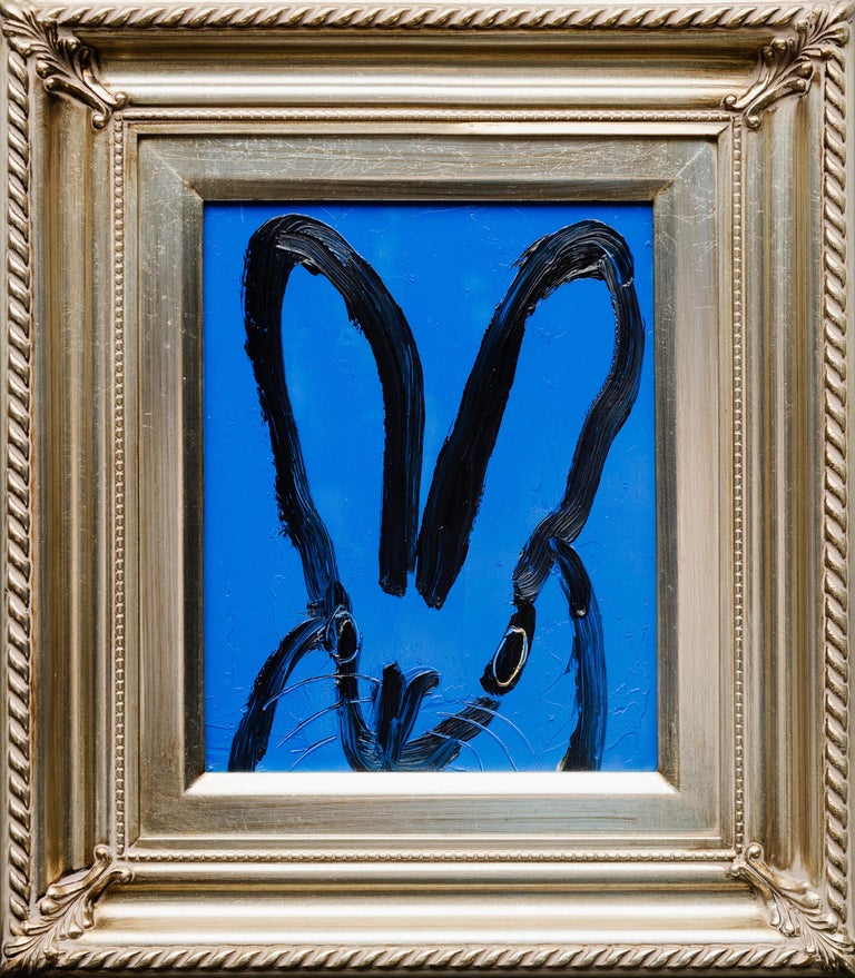 Hunt Slonem Rabbit Hunt Slonem - 'Blue Bunny' Unique Painting For Sale at 1stDibs