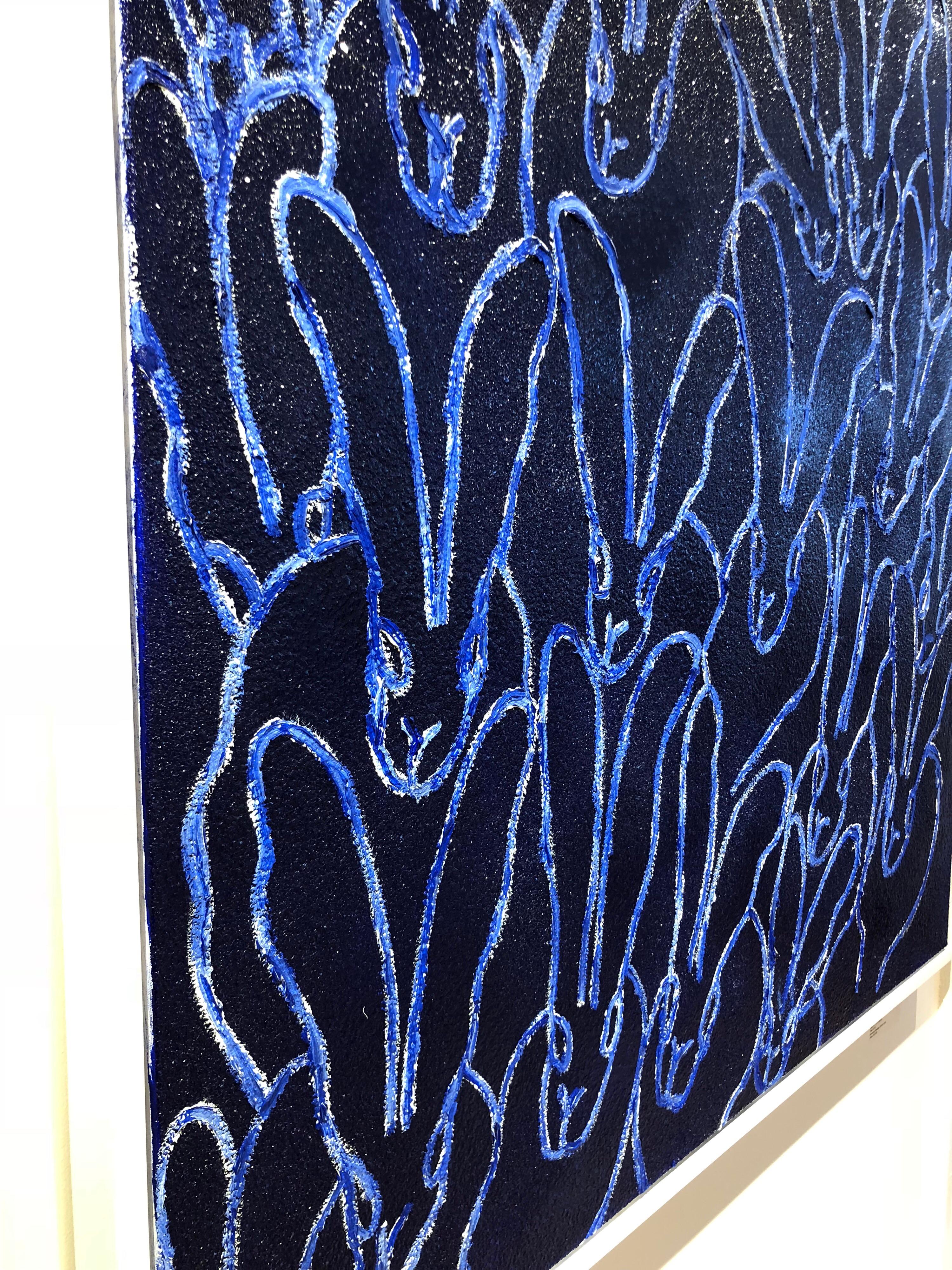 Blue Diamond Bunnies - Contemporary Painting by Hunt Slonem