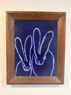 Peinture « Blue Diamond Dust », huile et acrylique avec poussière de diamant sur bois, 2026