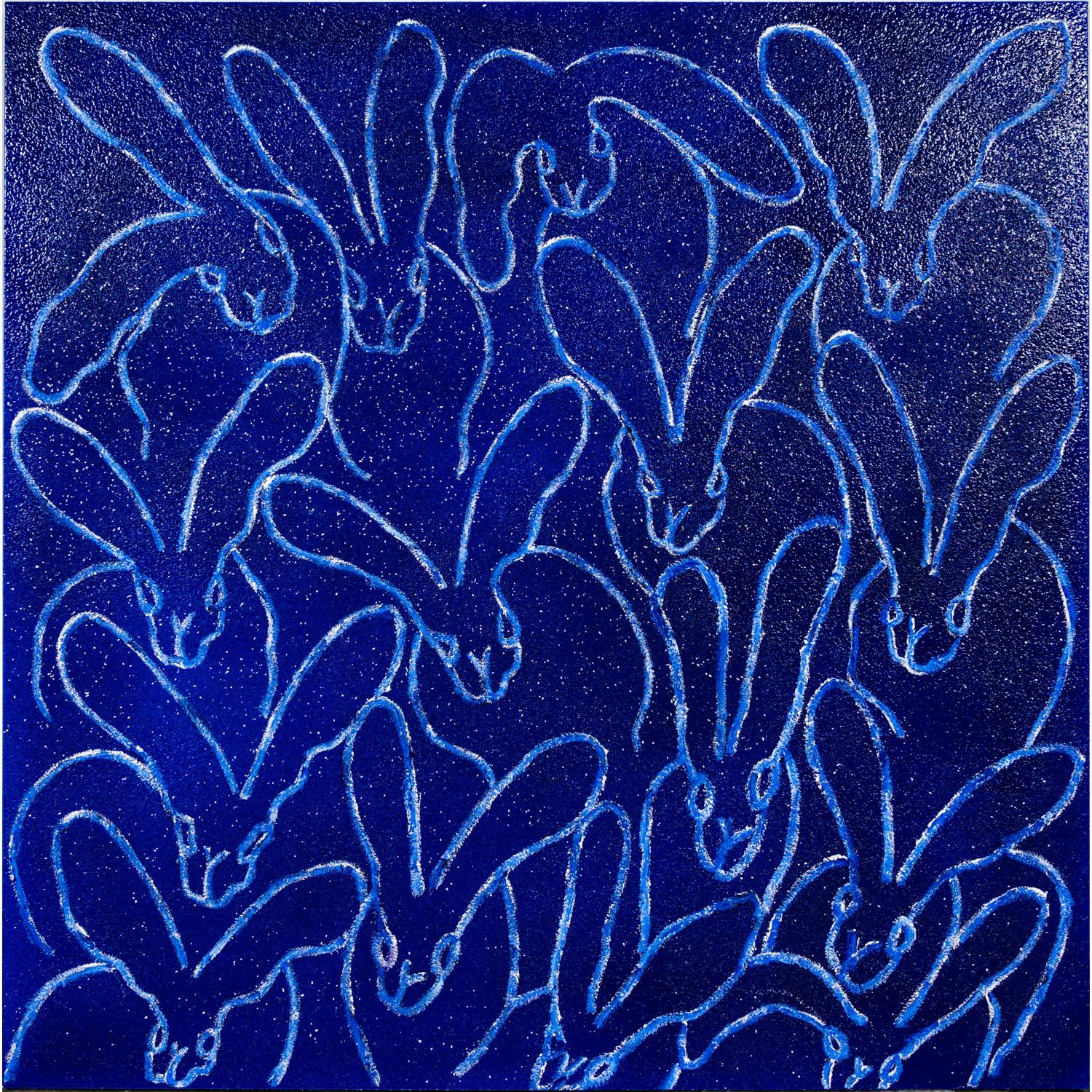 Hunt Slonem Figurative Painting - Blue Diamond Dust Tuesday