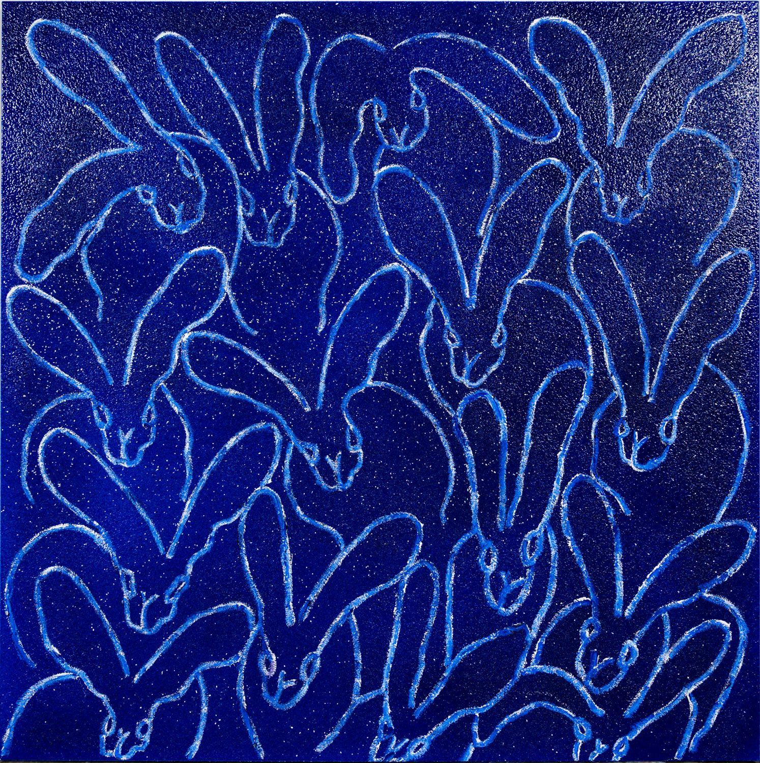 Hunt Slonem Animal Painting - Blue Diamond Dust Tuesday 