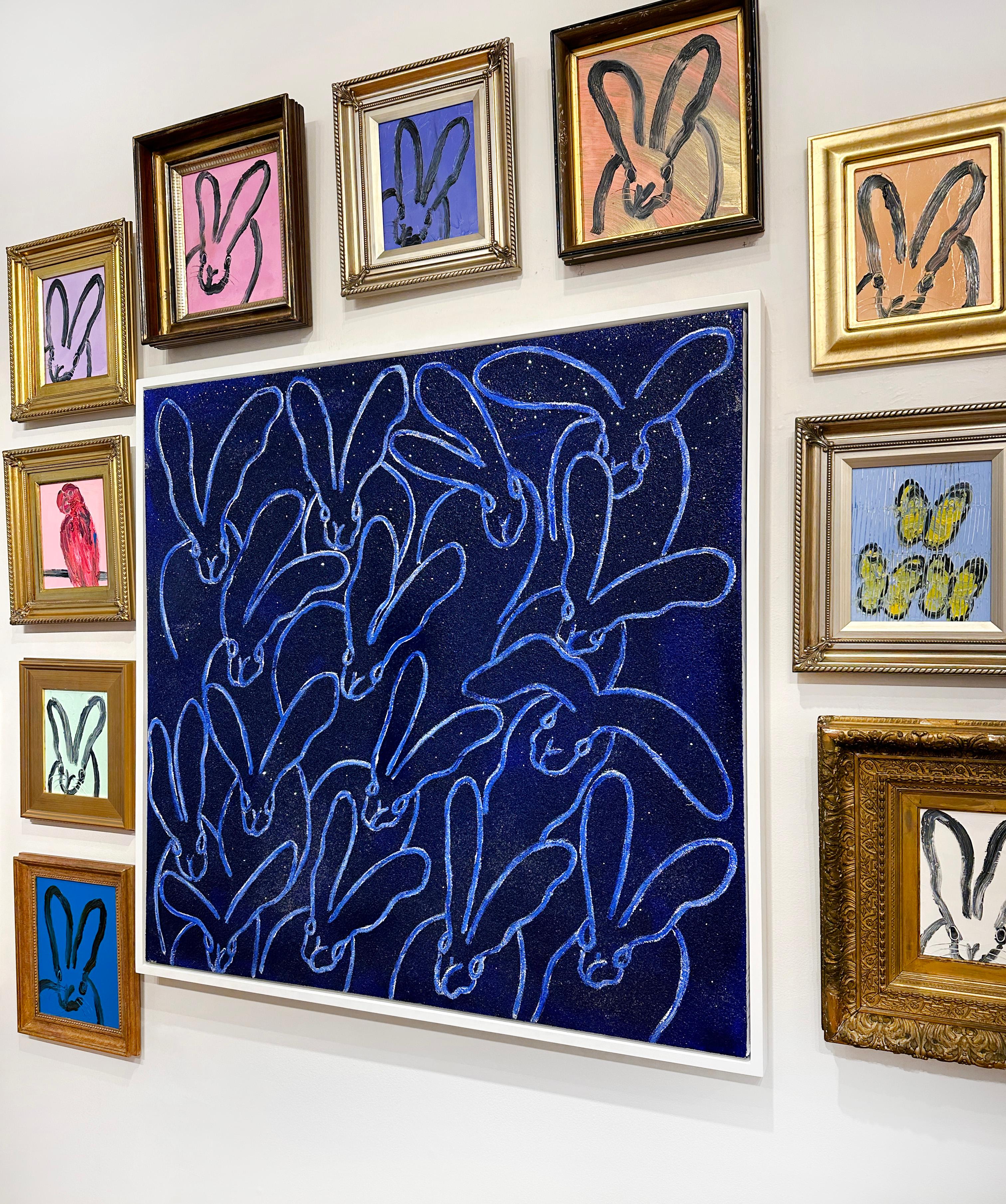 Artist:  Slonem, Hunt
Title:  Blue Diamond Dust (Weekend)
Series:  Bunnies
Date:  2022
Medium:  Oil & Acrylic w/ Diamond Dust
Unframed Dimensions:  48