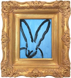 "Blue Forget Me Not"  (Black Outlined Bunny on Periwinkle Blue)