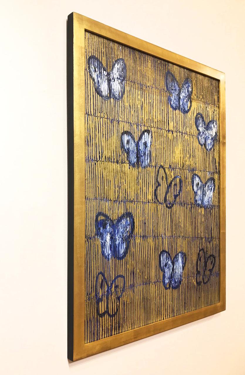 Blue & Gold Butterflies - Painting by Hunt Slonem