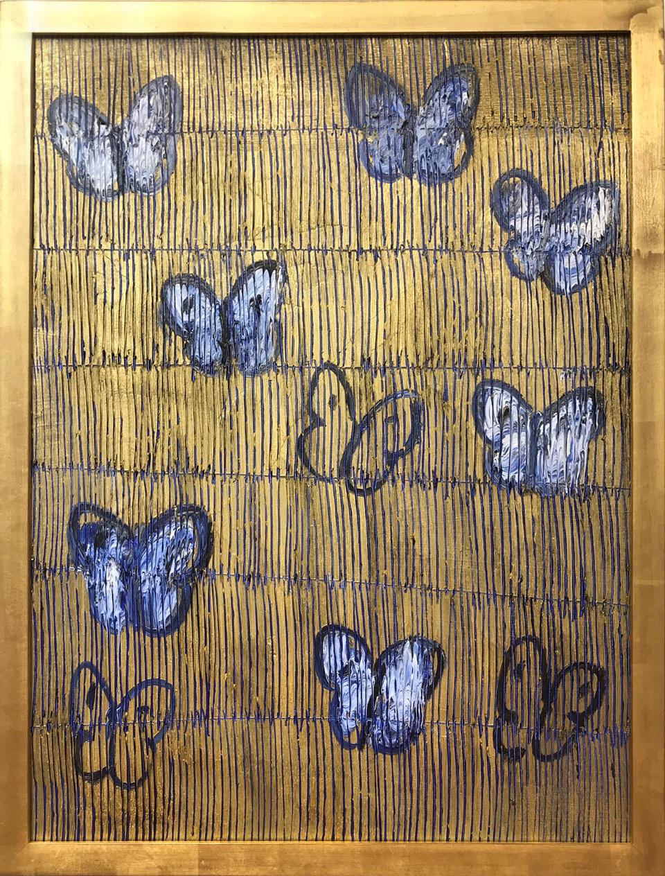 Hunt Slonem Animal Painting - Blue 
Gold Butterflies