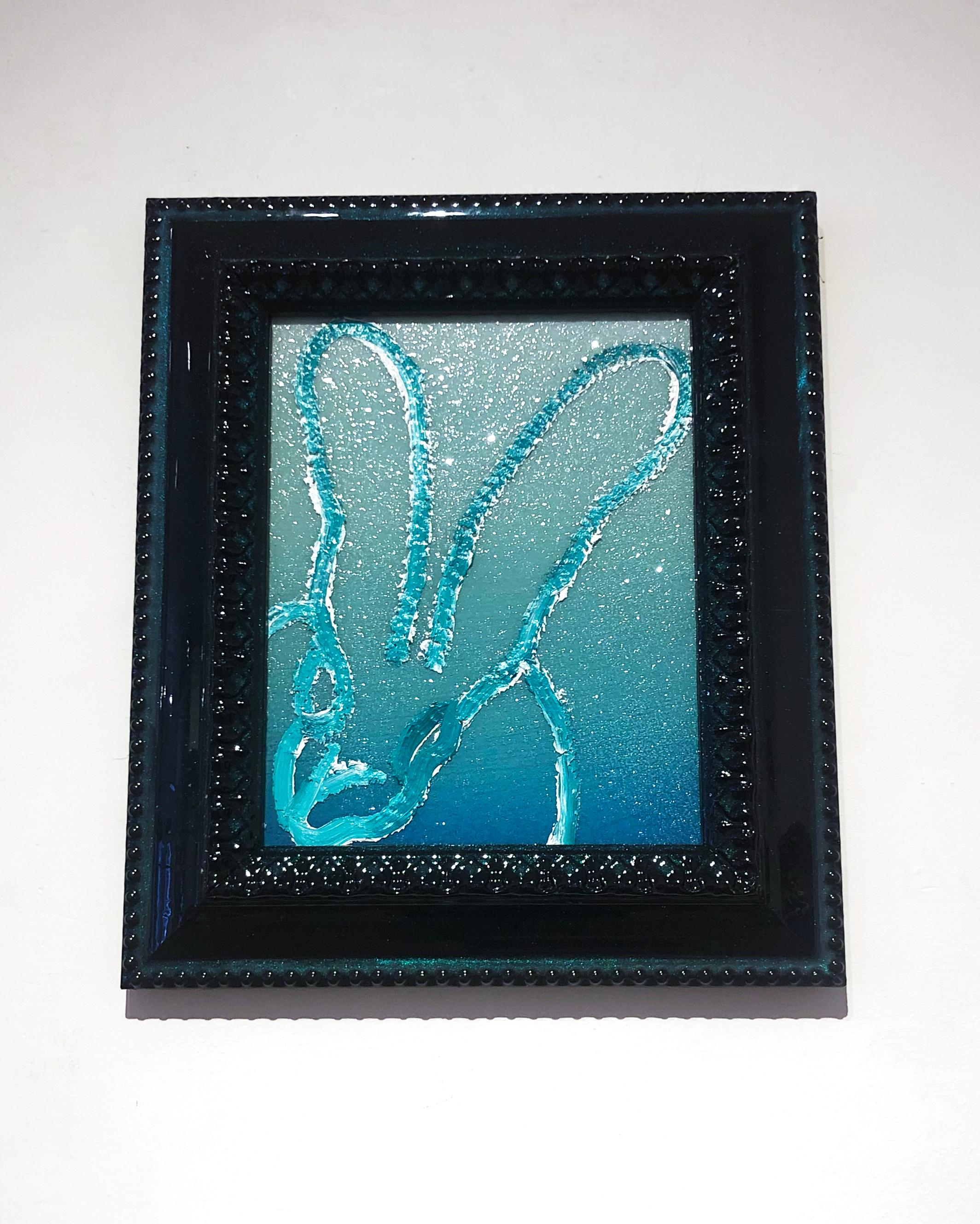 Blue & Green Ombre Bunny - Painting by Hunt Slonem