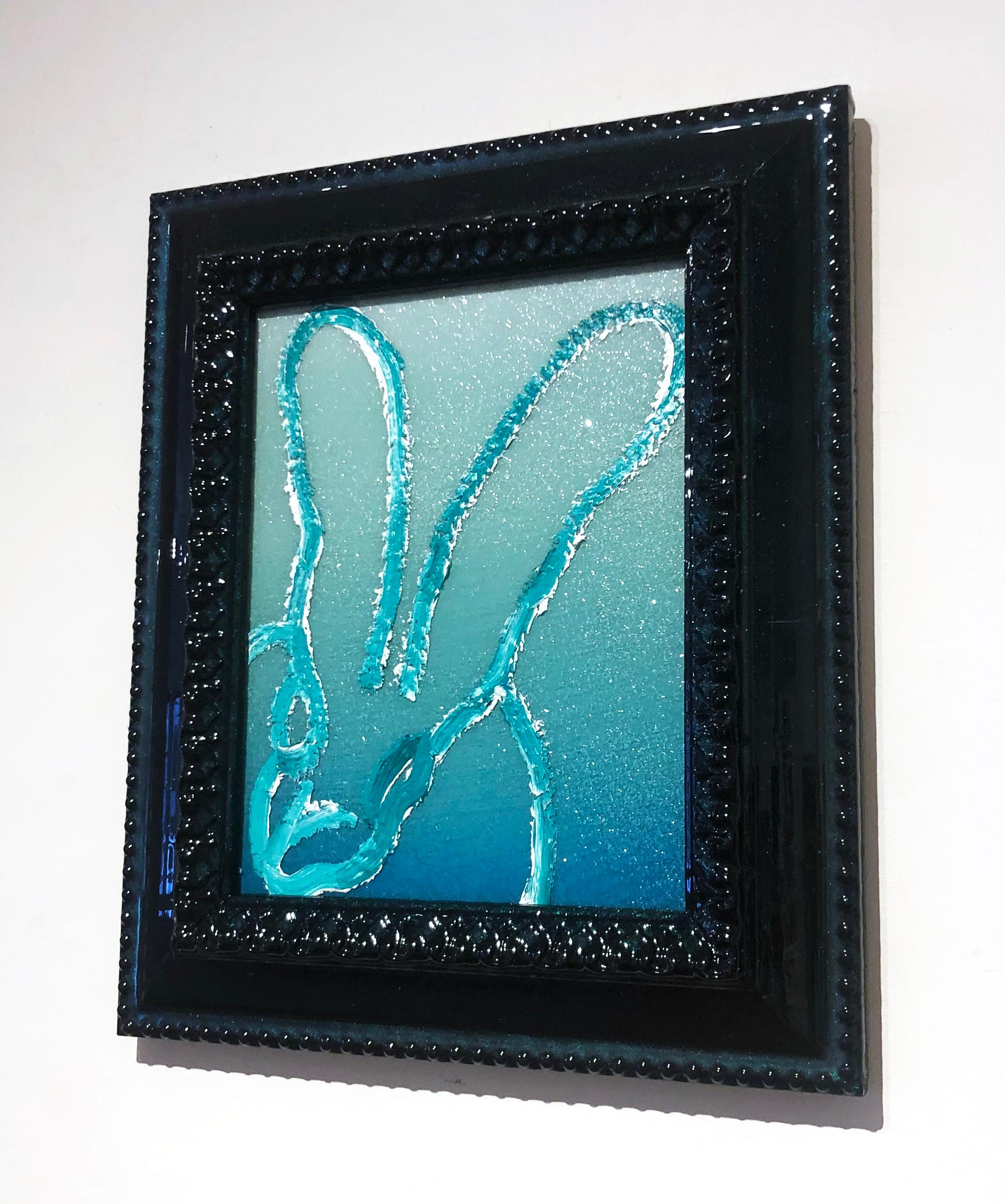 Blue & Green Ombre Bunny - Contemporary Painting by Hunt Slonem