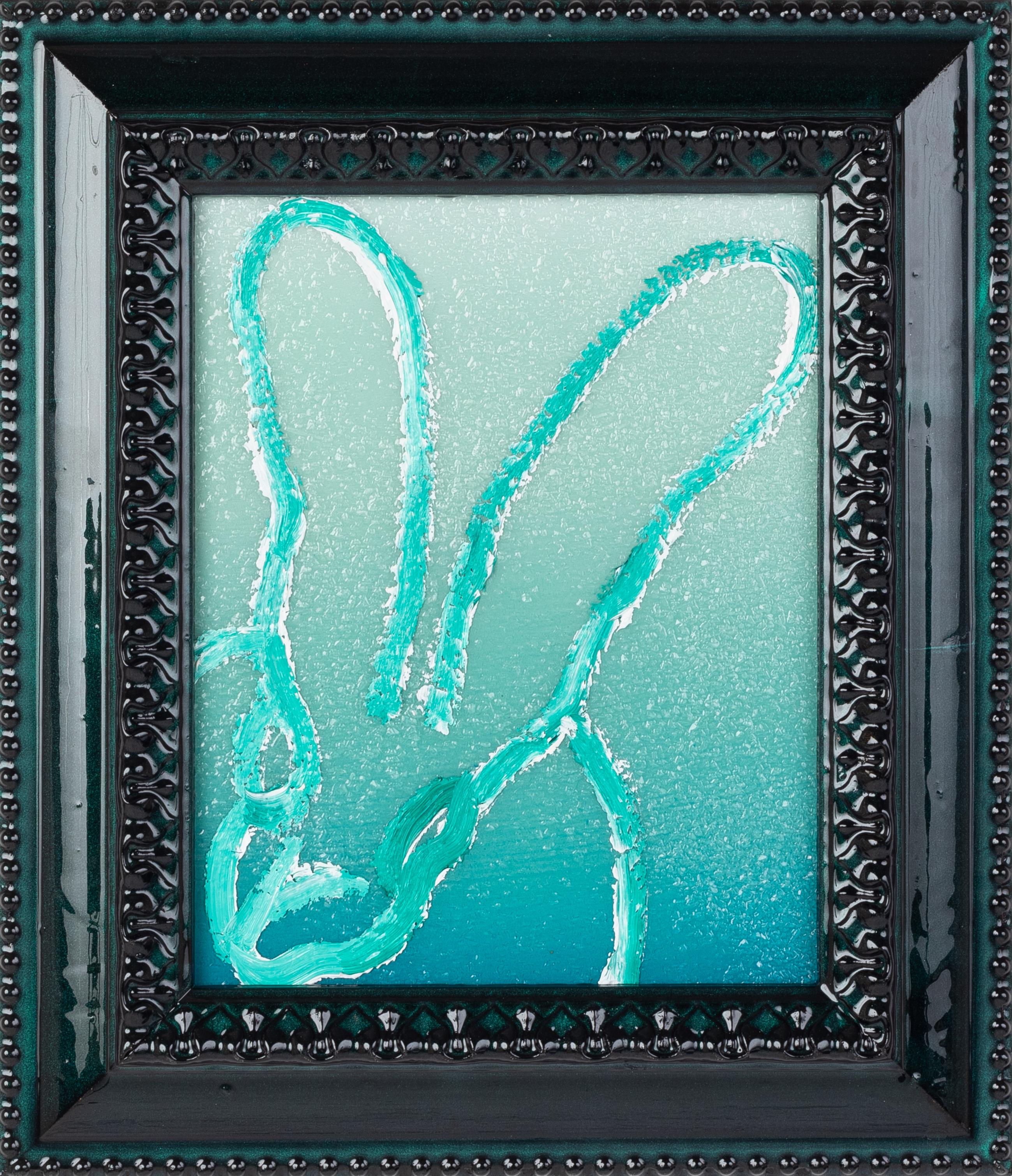 Hunt Slonem Animal Painting - Blue & Green Ombre Bunny