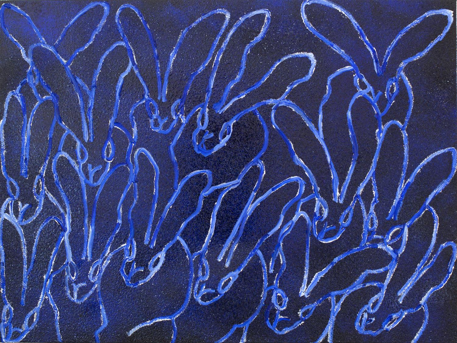 Hunt Slonem Animal Painting - "Blue Lagoon"