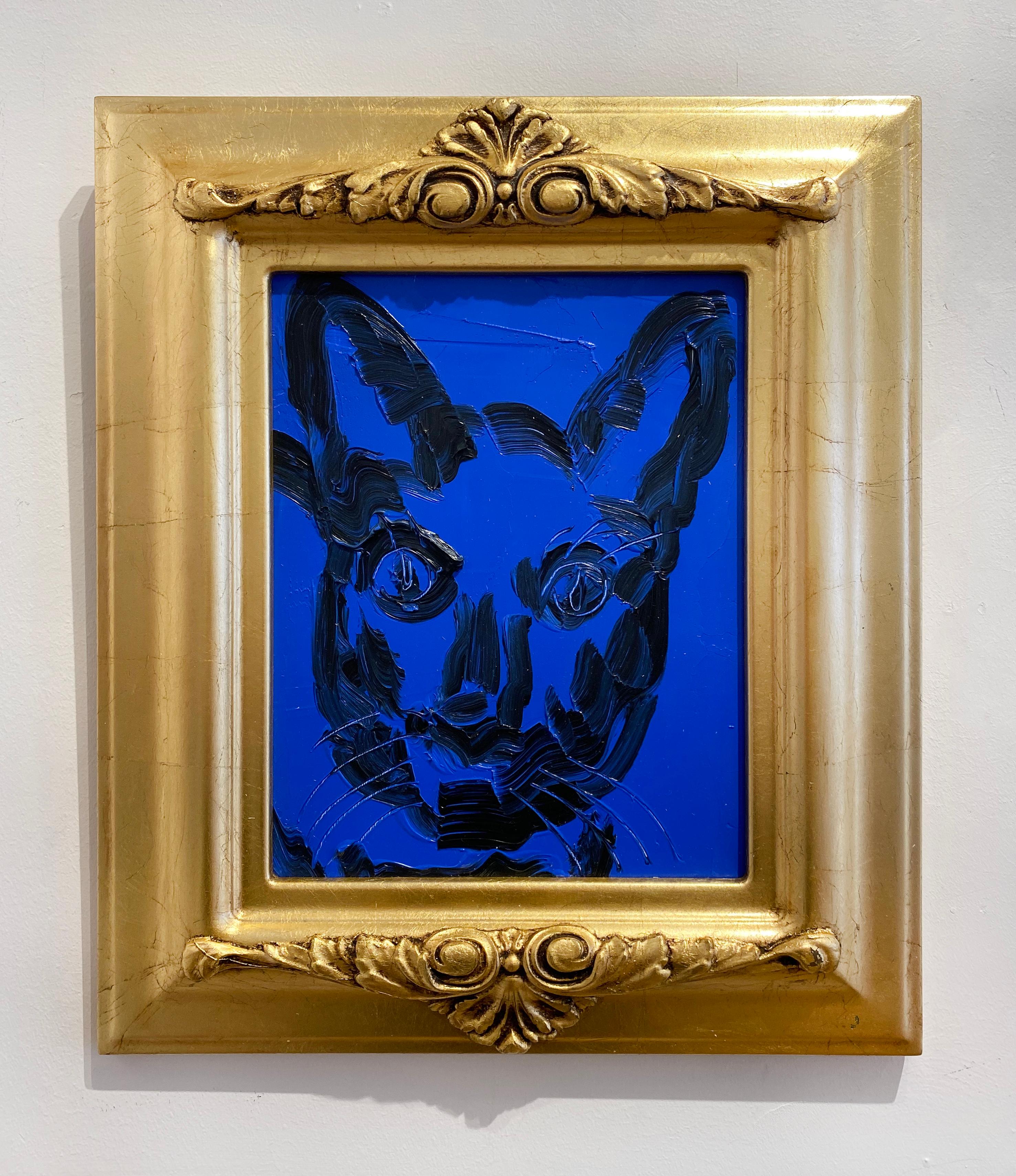 Blue Man Meows - Contemporary Painting by Hunt Slonem