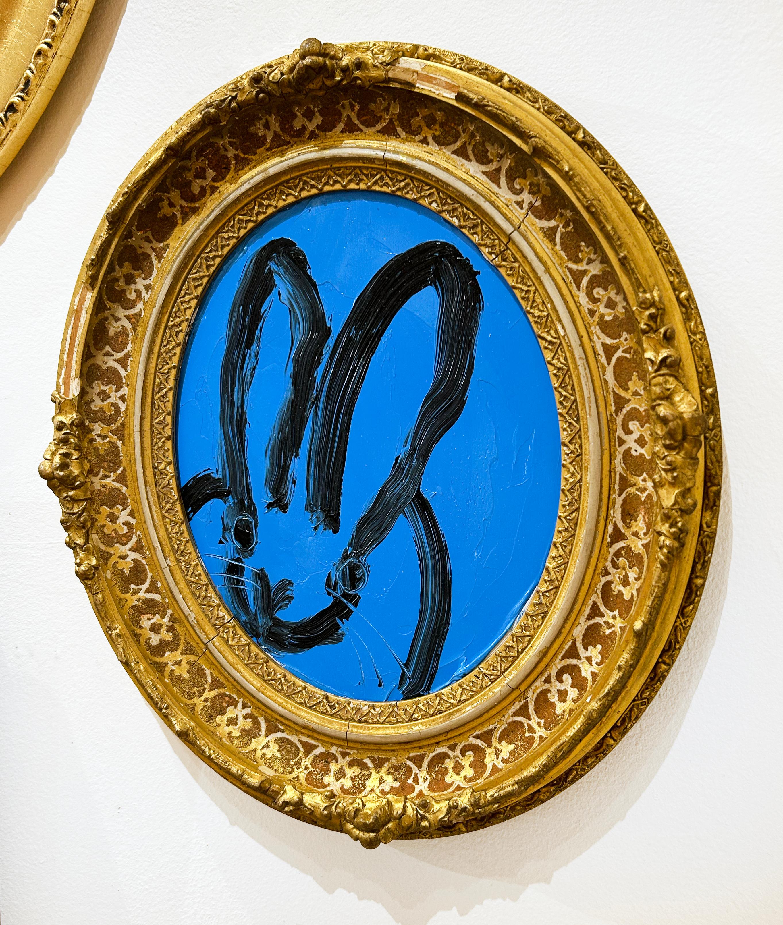 Blue Oval - Gray Animal Painting by Hunt Slonem