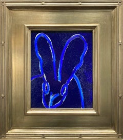 "Blue Peace" White Bunny on Blue Diamond Dust Ultramarine Background Framed