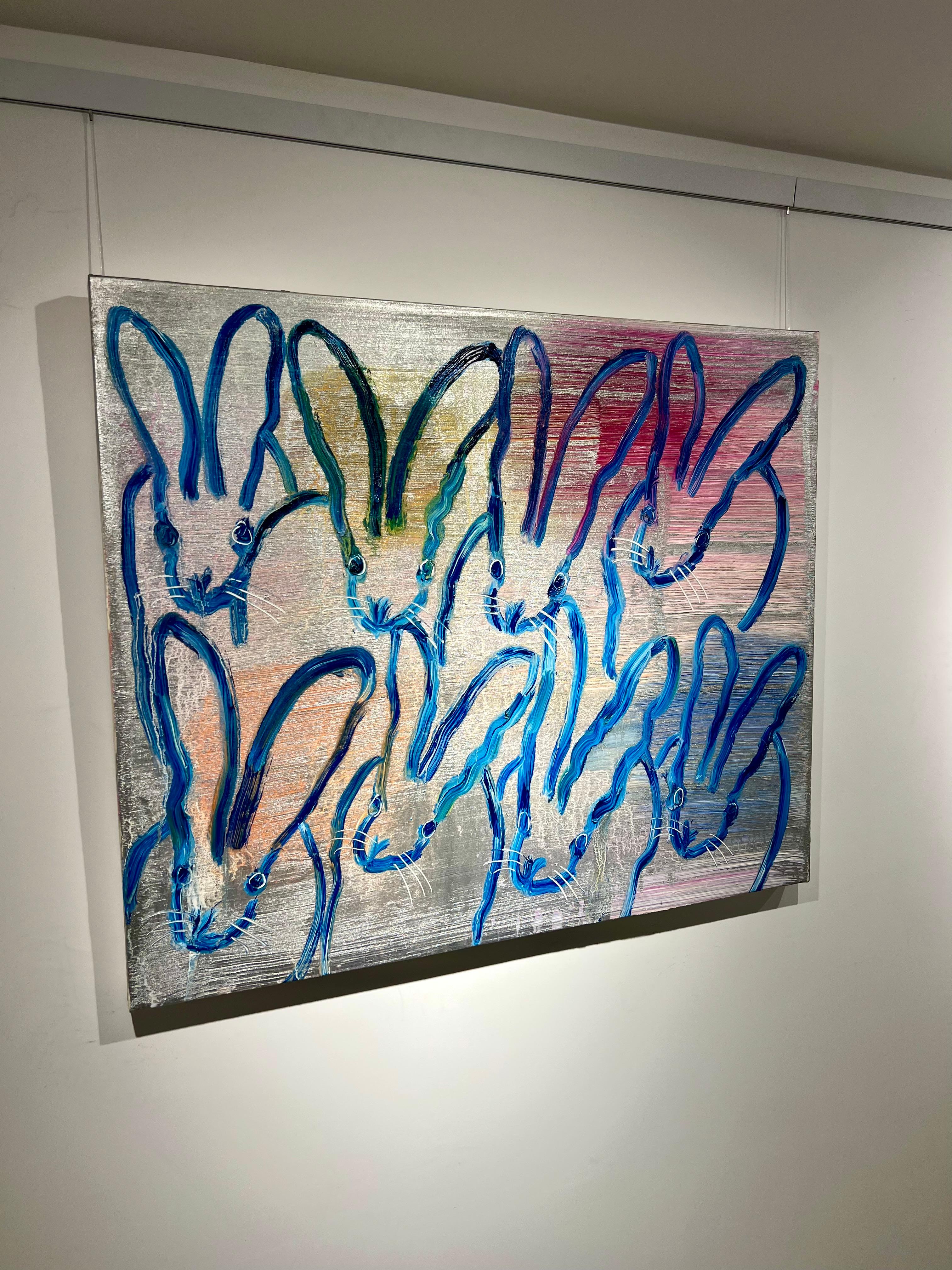 Course bleue - Postmoderne Painting par Hunt Slonem