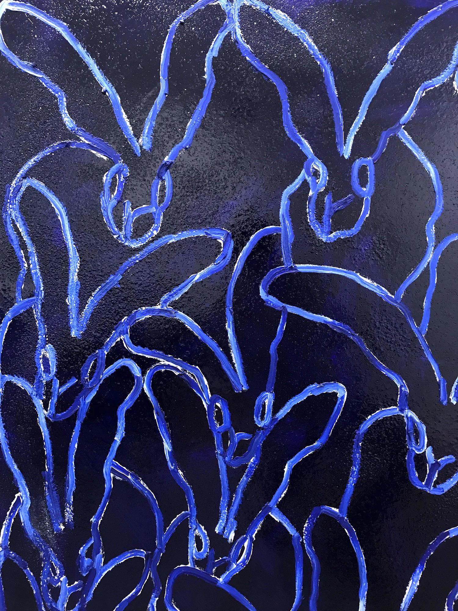 Blue Tanzania (Diamond Dust Bunnies on Ultramarine Blue) - Contemporary Painting by Hunt Slonem