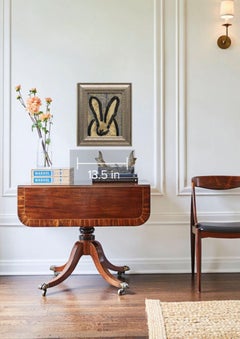 Blue Bunny Scored, Painting, Oil on Wood, Framed, Post-Modern, 2025