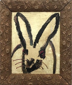 Hunt Slonem - Boy Scout (Black Bunny on Gold Background) Boy Scout (Black Bunny on Gold Background)