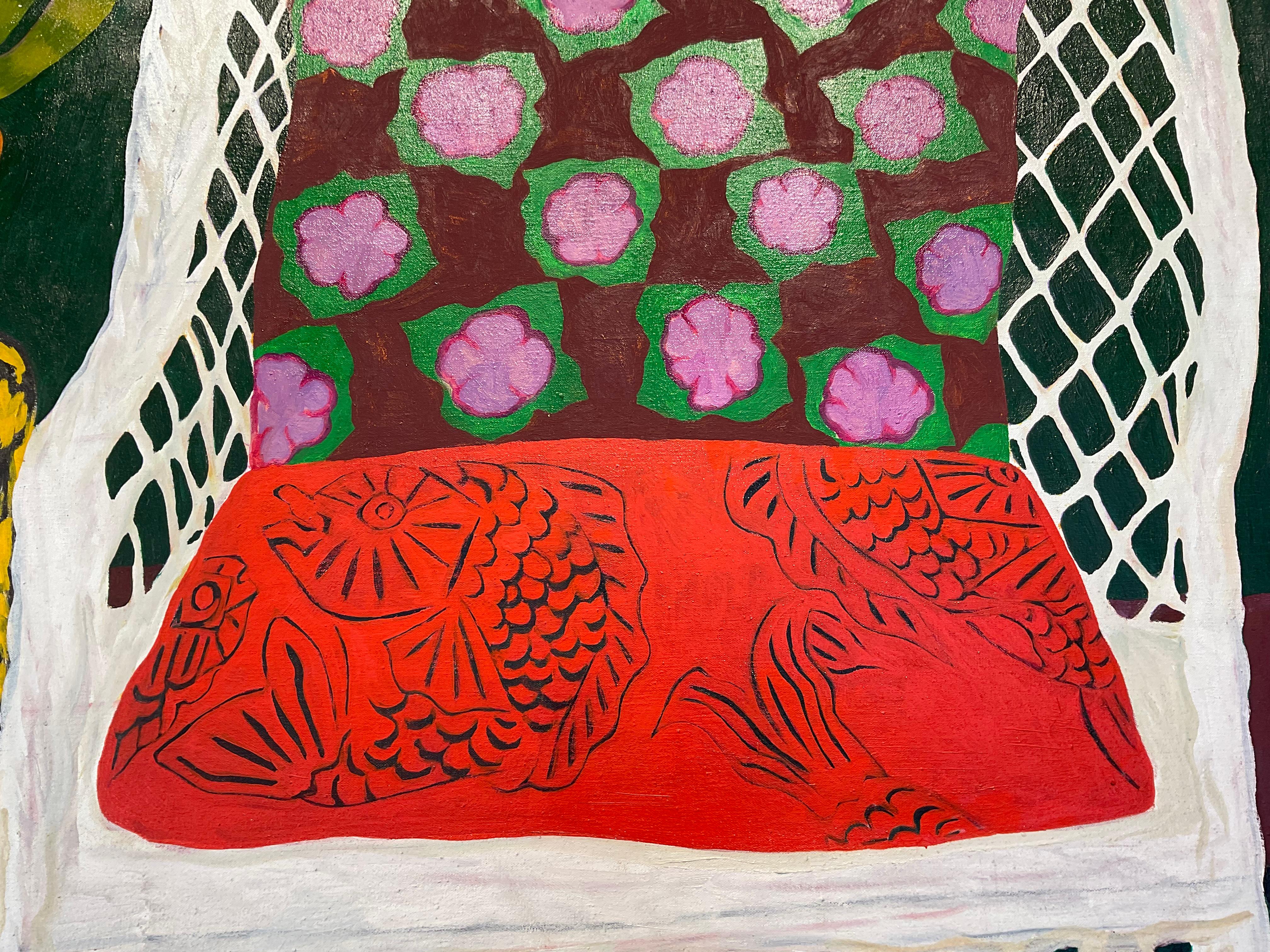 Bromeliad - Brown Interior Painting by Hunt Slonem