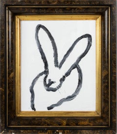 Bunny "Bunny Painting" in Vintage Frame Signed on Verso