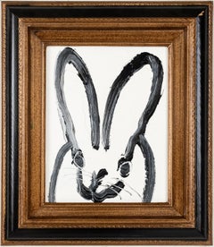 Bunny "Bunny Painting" Original White Oil Painting in Vintage Frame