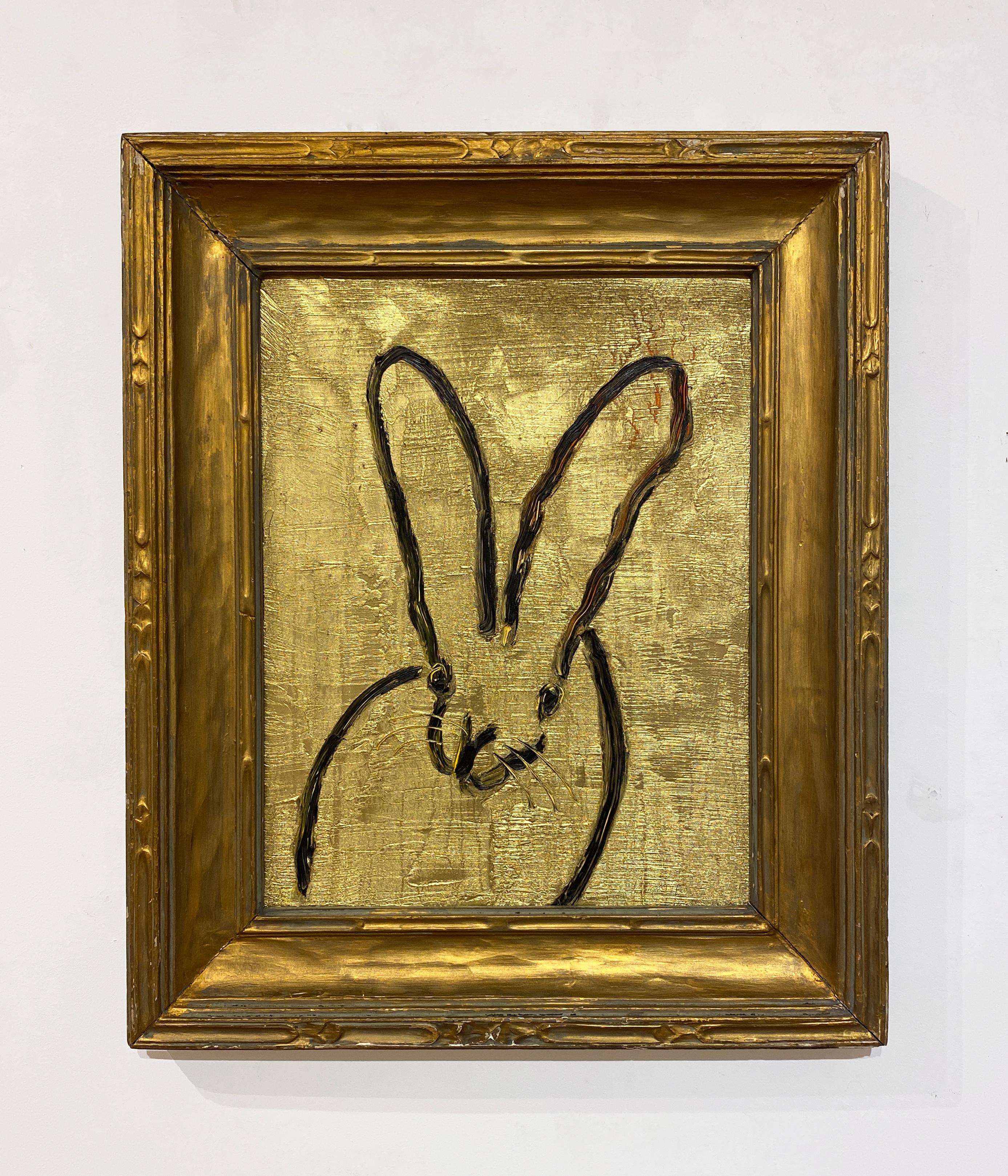 Bunny In Gold - Painting by Hunt Slonem