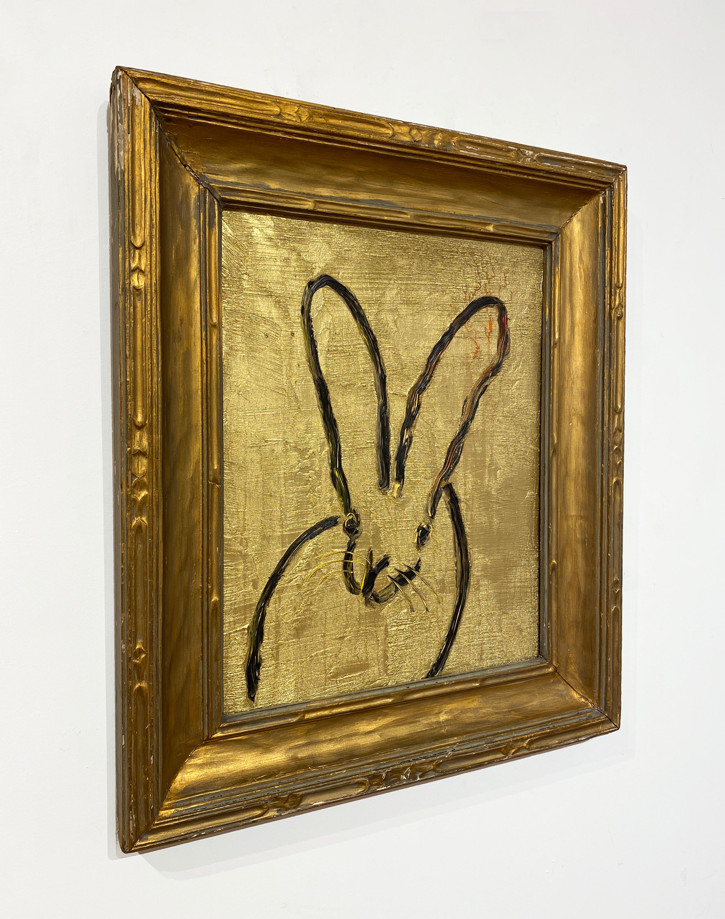 Bunny In Gold - Contemporary Painting by Hunt Slonem