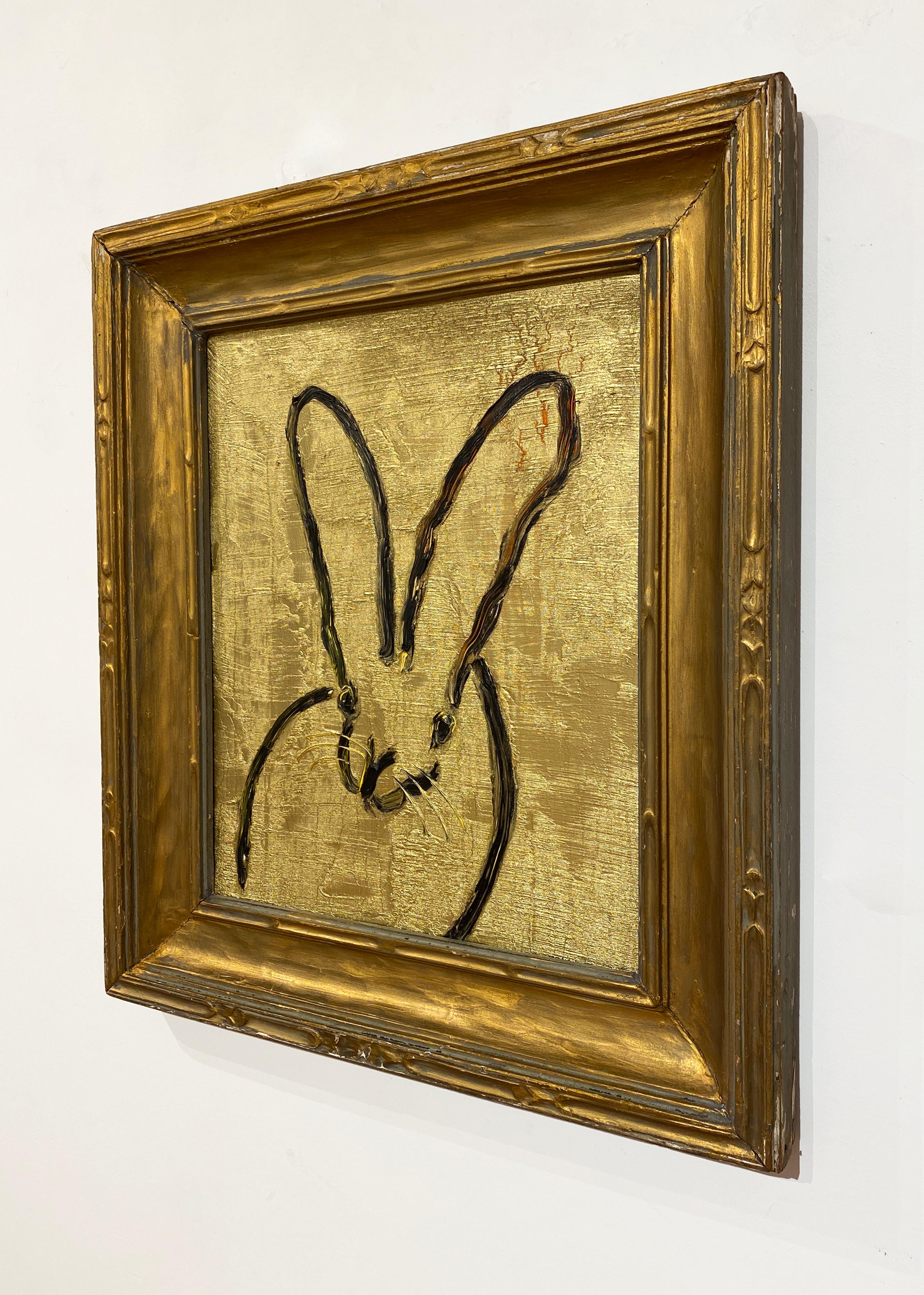 Bunny In Gold - Brown Animal Painting by Hunt Slonem