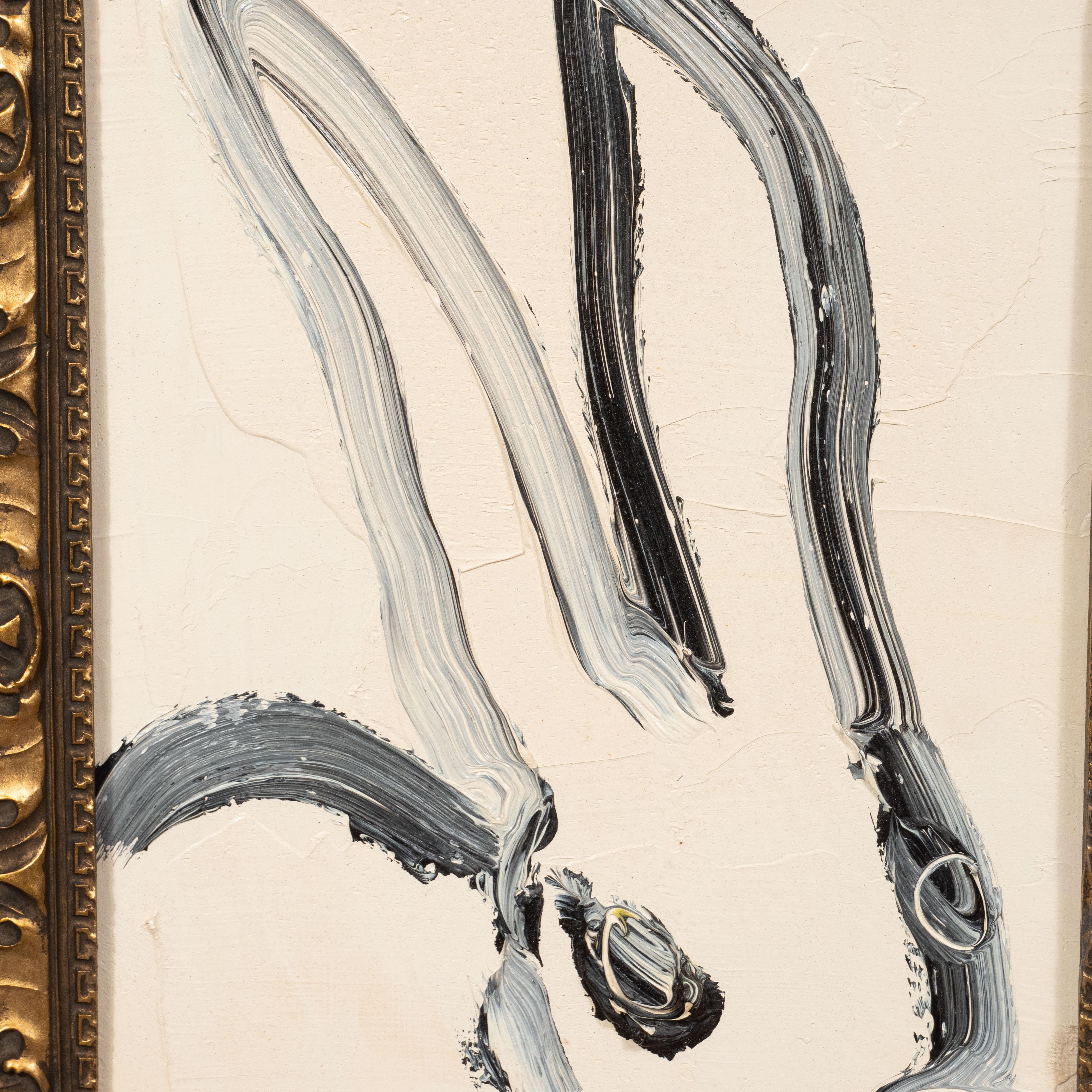 Coniglietto che dipinge CS1097 - Abstract Painting Beige di Hunt Slonem
