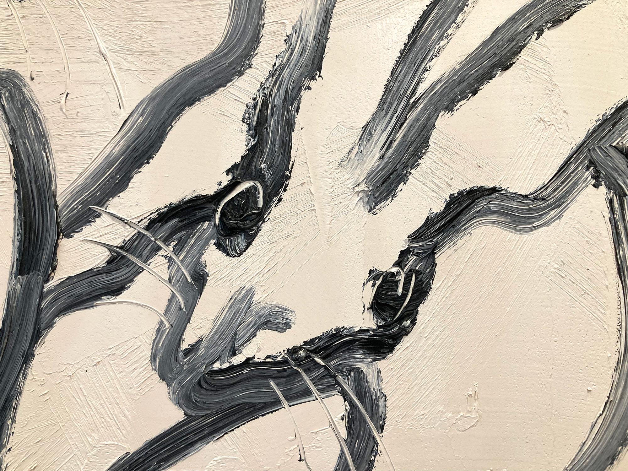 A wonderful composition of one of Slonem's most iconic subjects, Bunnies. This piece depicts gestural figures of Bunnies against a white background. The color white symbolizes safety, purity, and cleanliness. This magnificent color is delicate and