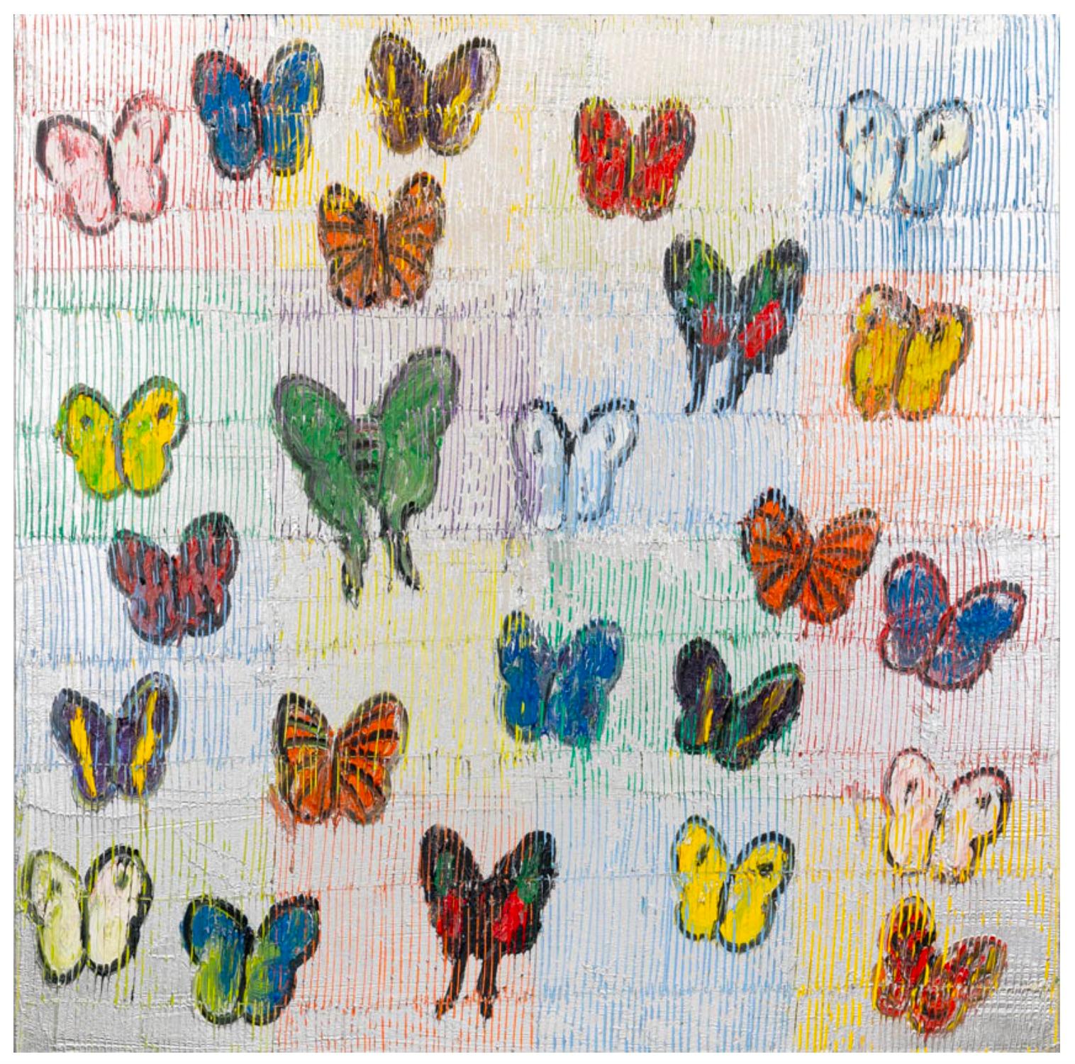 Hunt Slonem Animal Painting - Butterflies kaleidoscope