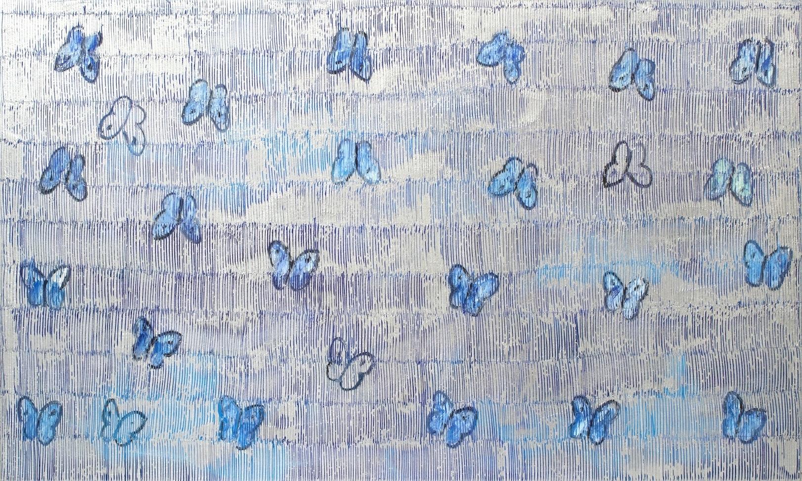 Butterflies on blue and silver