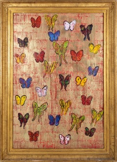 Butterflies on gold and red