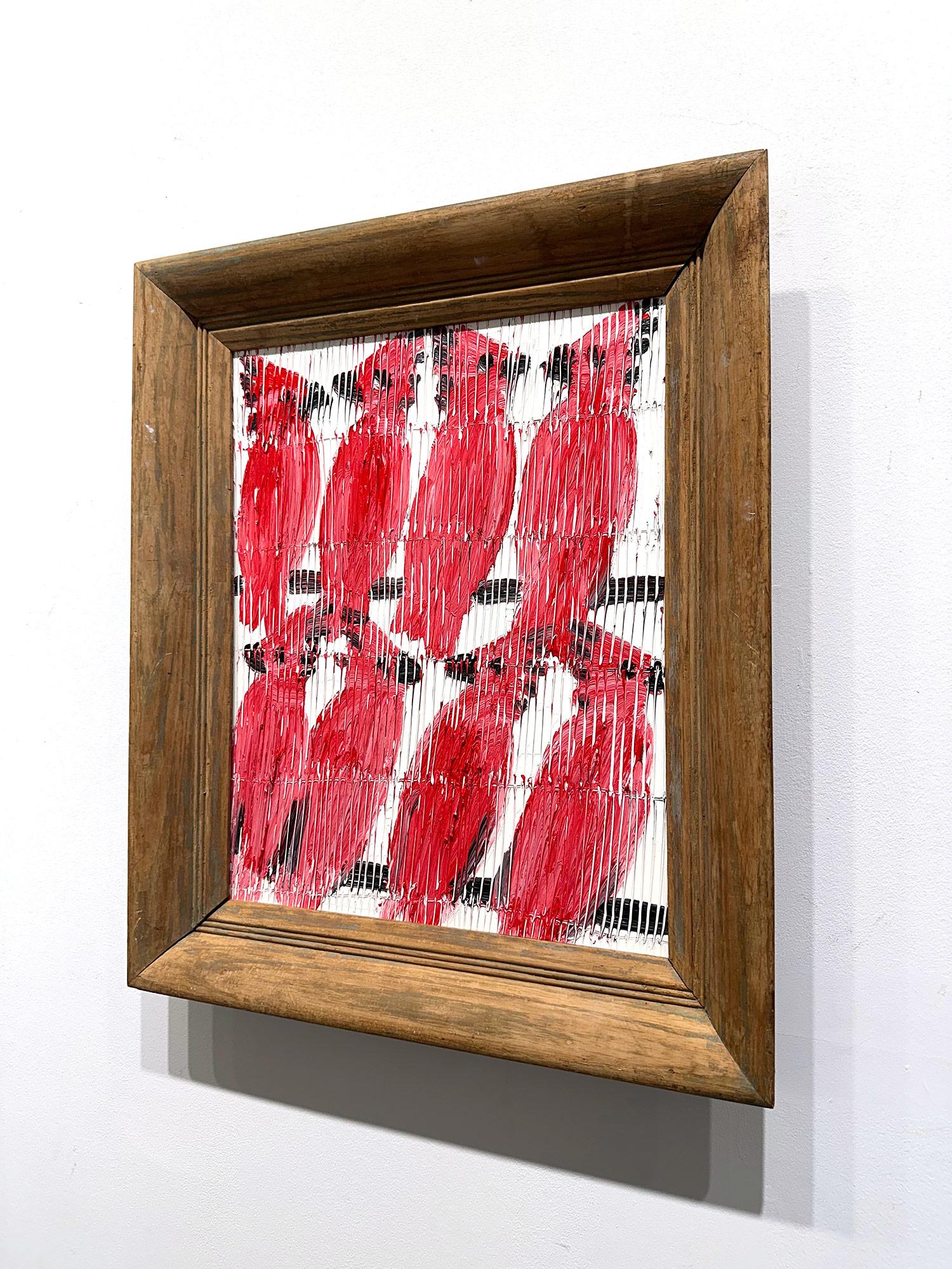Peinture à l'huile sur panneau de bois, Cardinals rouges sur fond blanc, Virginie cardinale en vente 9