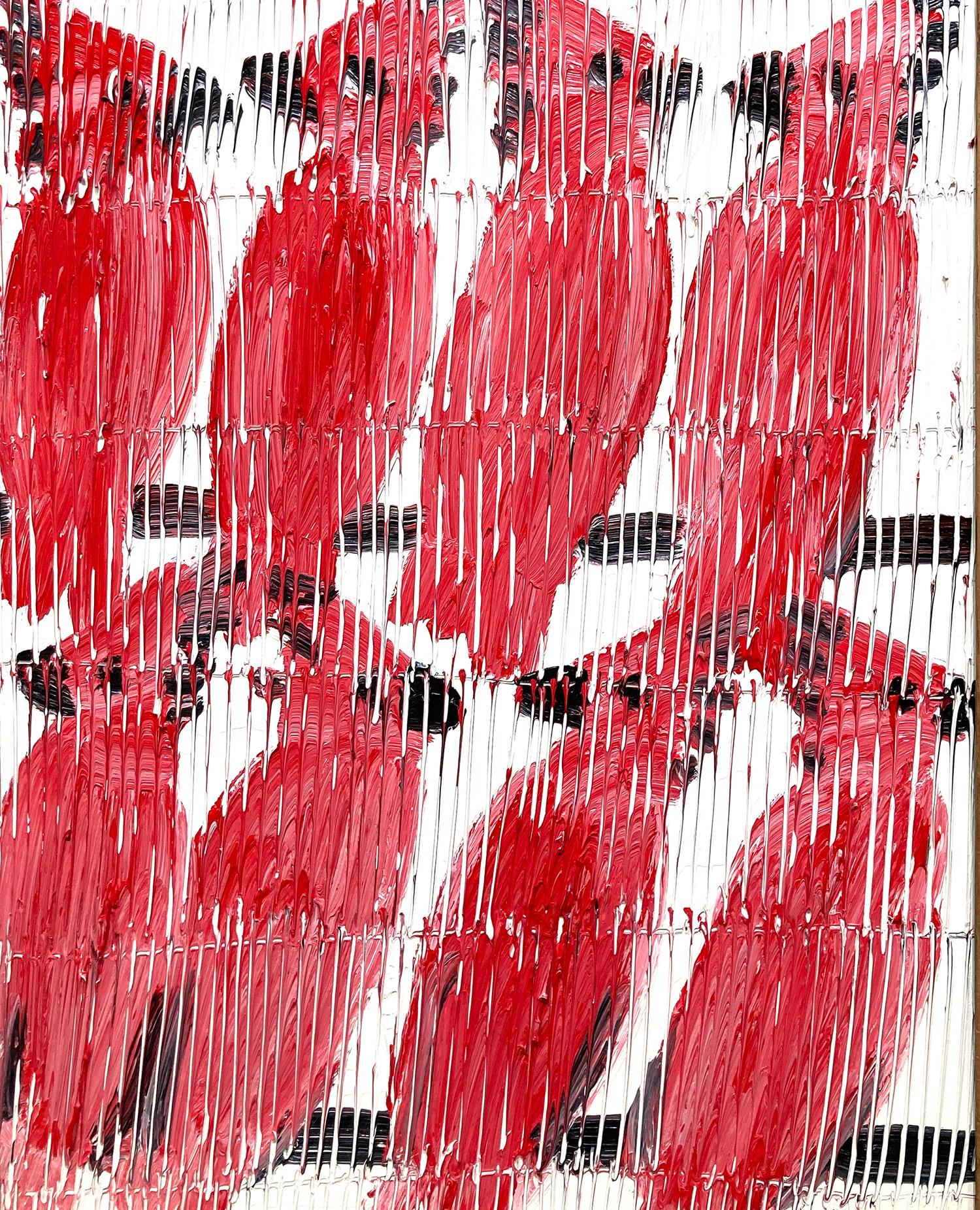 Peinture à l'huile sur panneau de bois, Cardinals rouges sur fond blanc, Virginie cardinale - Painting de Hunt Slonem
