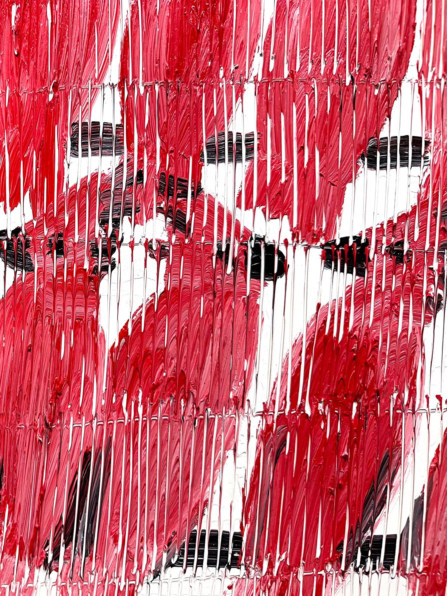 Peinture à l'huile sur panneau de bois, Cardinals rouges sur fond blanc, Virginie cardinale - Marron Abstract Painting par Hunt Slonem