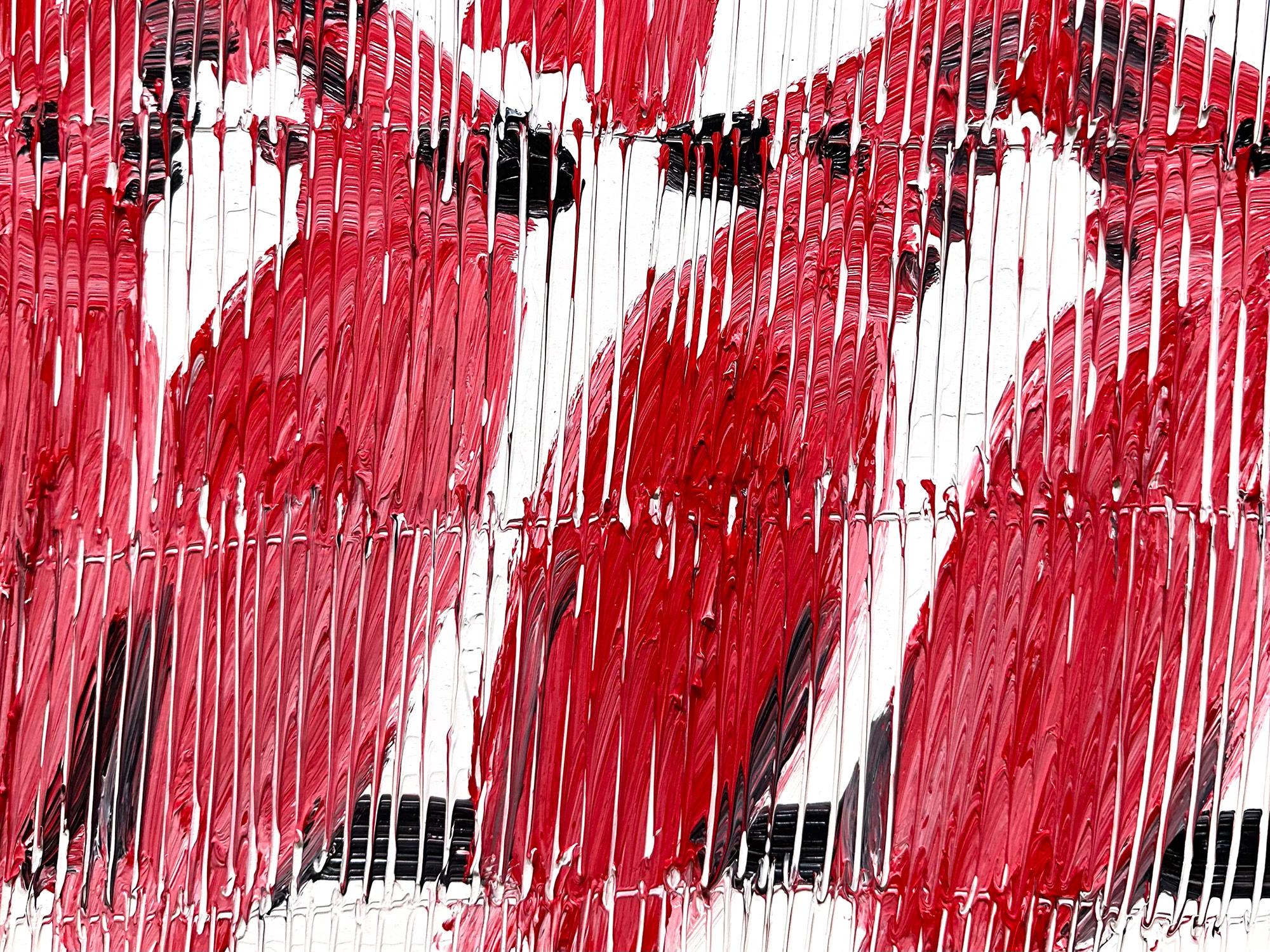 Peinture à l'huile sur panneau de bois, Cardinals rouges sur fond blanc, Virginie cardinale en vente 2