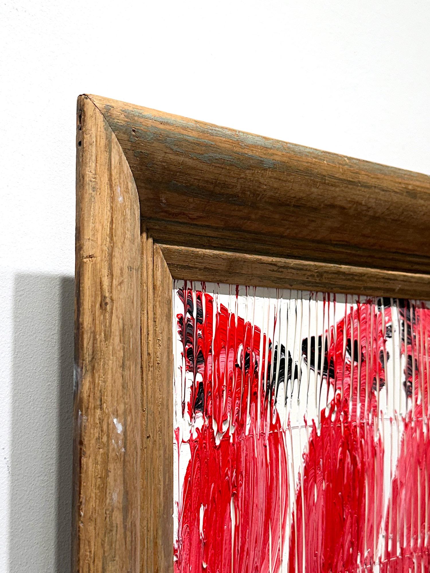 Peinture à l'huile sur panneau de bois, Cardinals rouges sur fond blanc, Virginie cardinale en vente 3