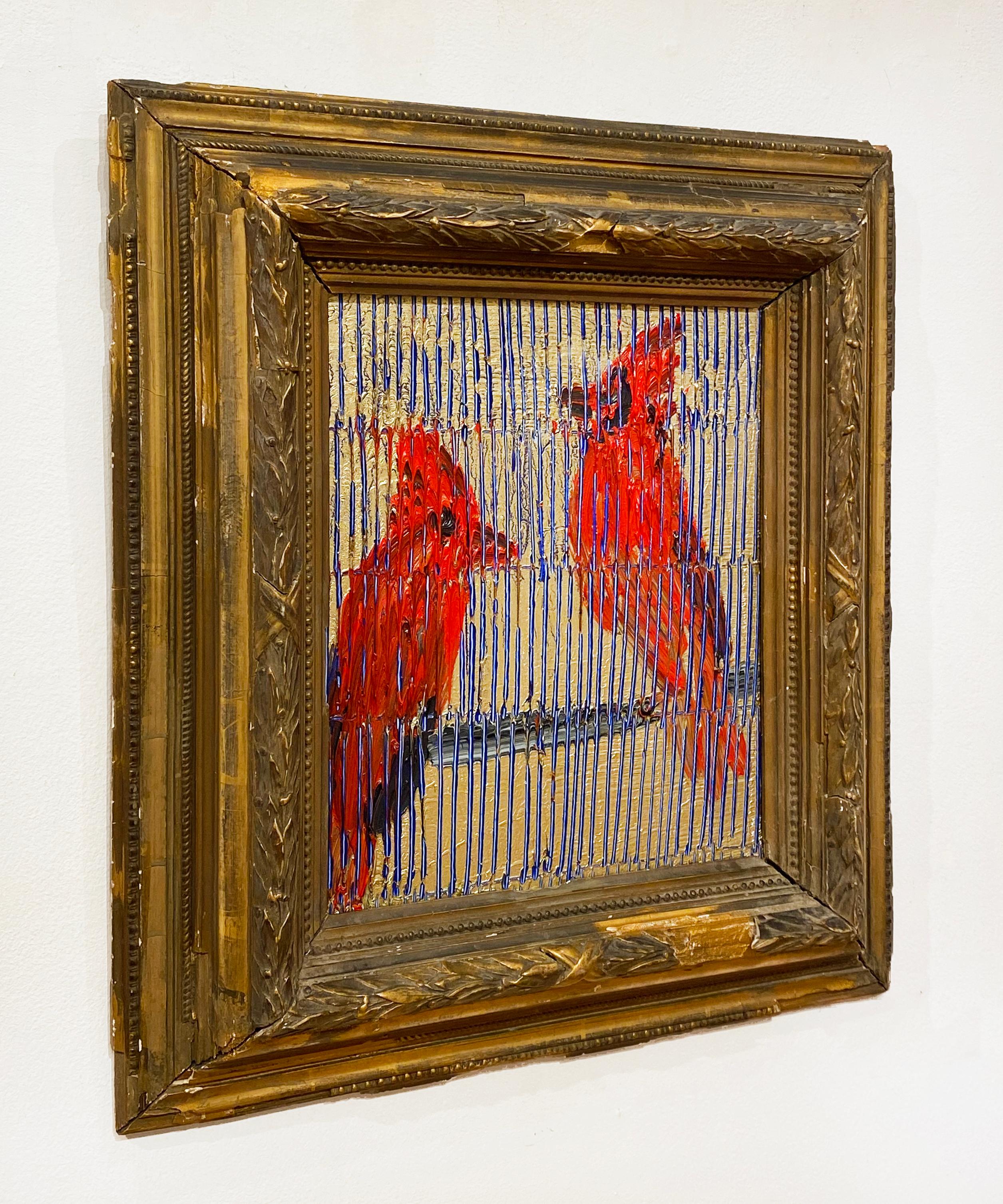 Artist:  Slonem, Hunt
Title: Cardinals
Date:  2023
Medium:  Oil on Wood
Unframed Dimensions:  13.5