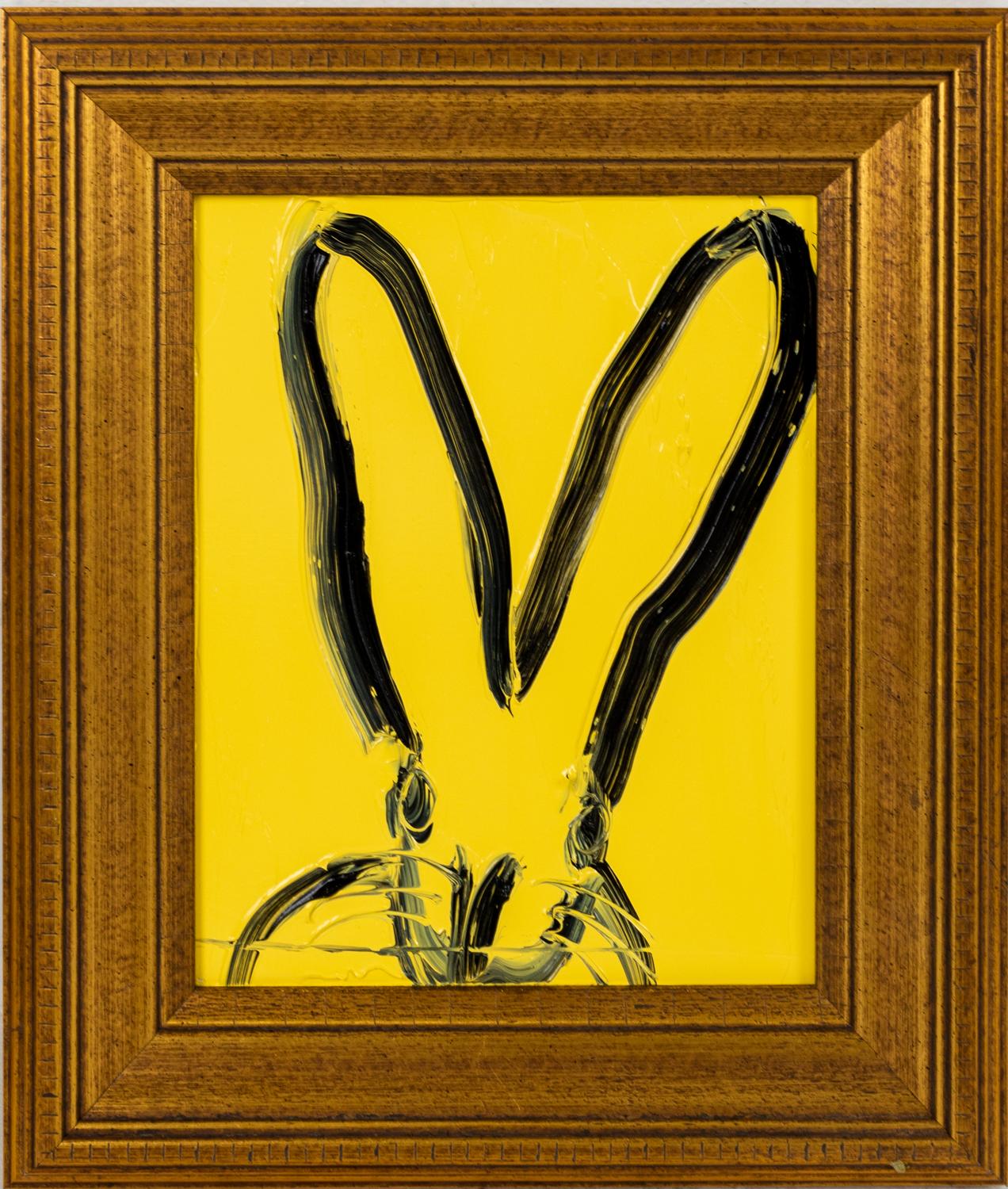Carlton- yellow gestural bunny by Hunt Slonem