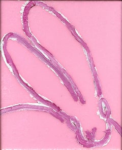 "Cherry Bloom" Coniglietto su sfondo di polvere di diamante Pink Diamond Pittura a olio con cornice