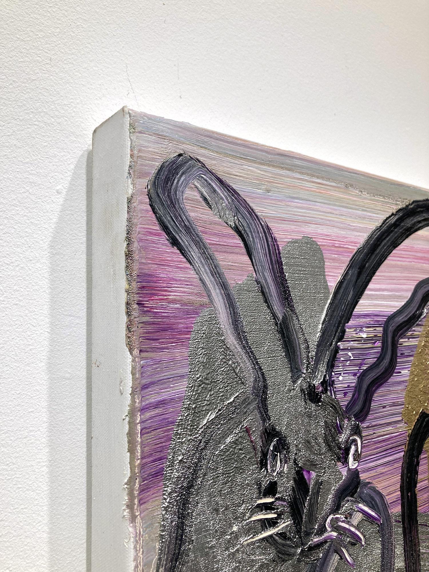 „Chinensis Picul Rabbit“ Mehrfarbig auf Gold & Silber Ölgemälde auf Leinwand im Angebot 9