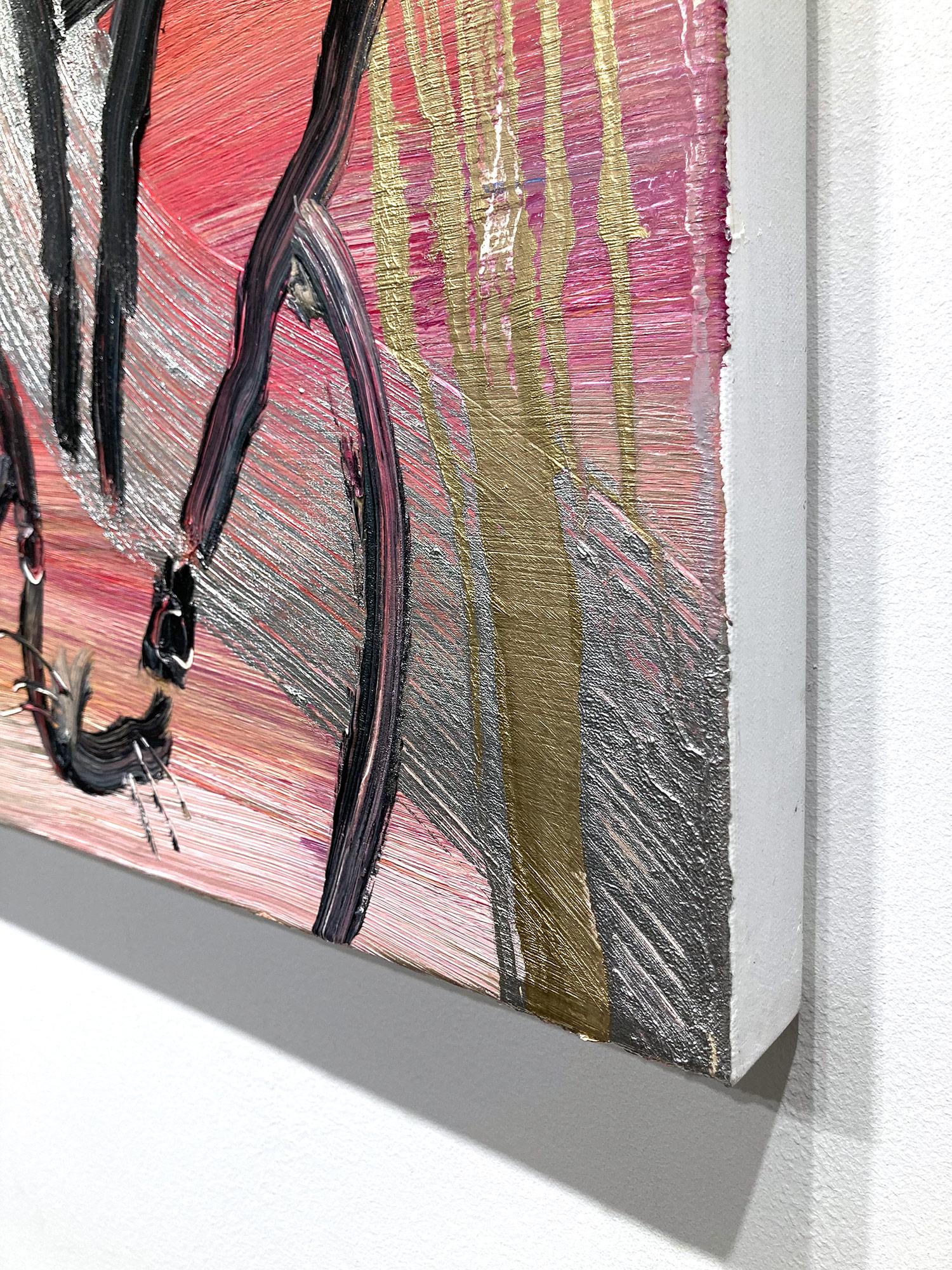 „Chinensis Picul Rabbit“ Mehrfarbig auf Gold & Silber Ölgemälde auf Leinwand im Angebot 11