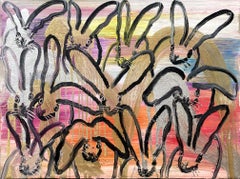 "Chinensis Picul Rabbit" Multicolor on Gold & Silver Oil Painting on Canvas