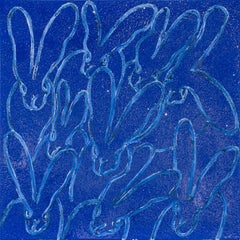 "Cobalt Diamond" oil and acrylic on canvas bunny painting by artist Hunt Slonem
