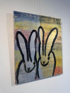 Color Score II, Oil on Canvas Painting of Bunnies, Signed, 24x20 Inches