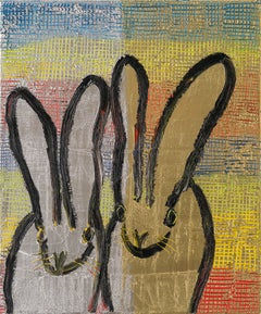 Color Score II, Oil on Canvas Painting of Bunnies, Signed, 24x20 Inches
