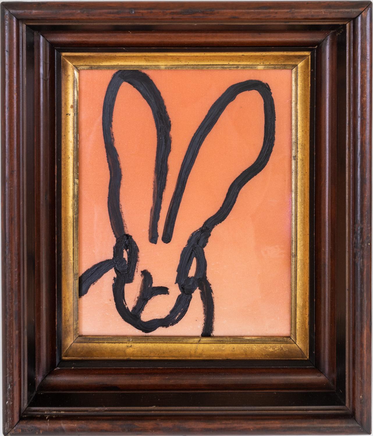 Hunt Slonem Animal Painting - Coppersmith "Bunny Painting" Original Oil Painting in Vintage Frame