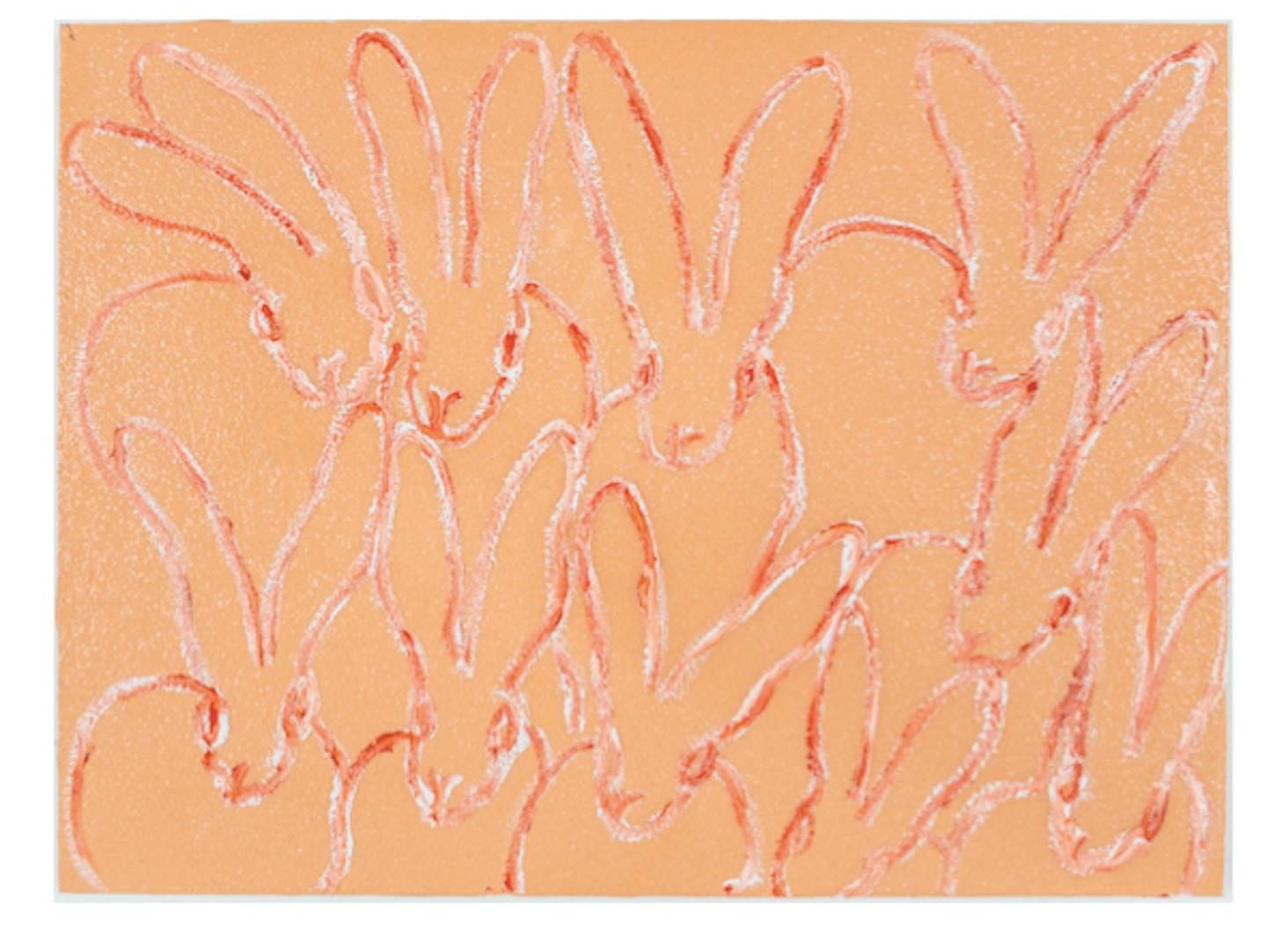 Coral Diamond Dust Bunnies - Painting by Hunt Slonem