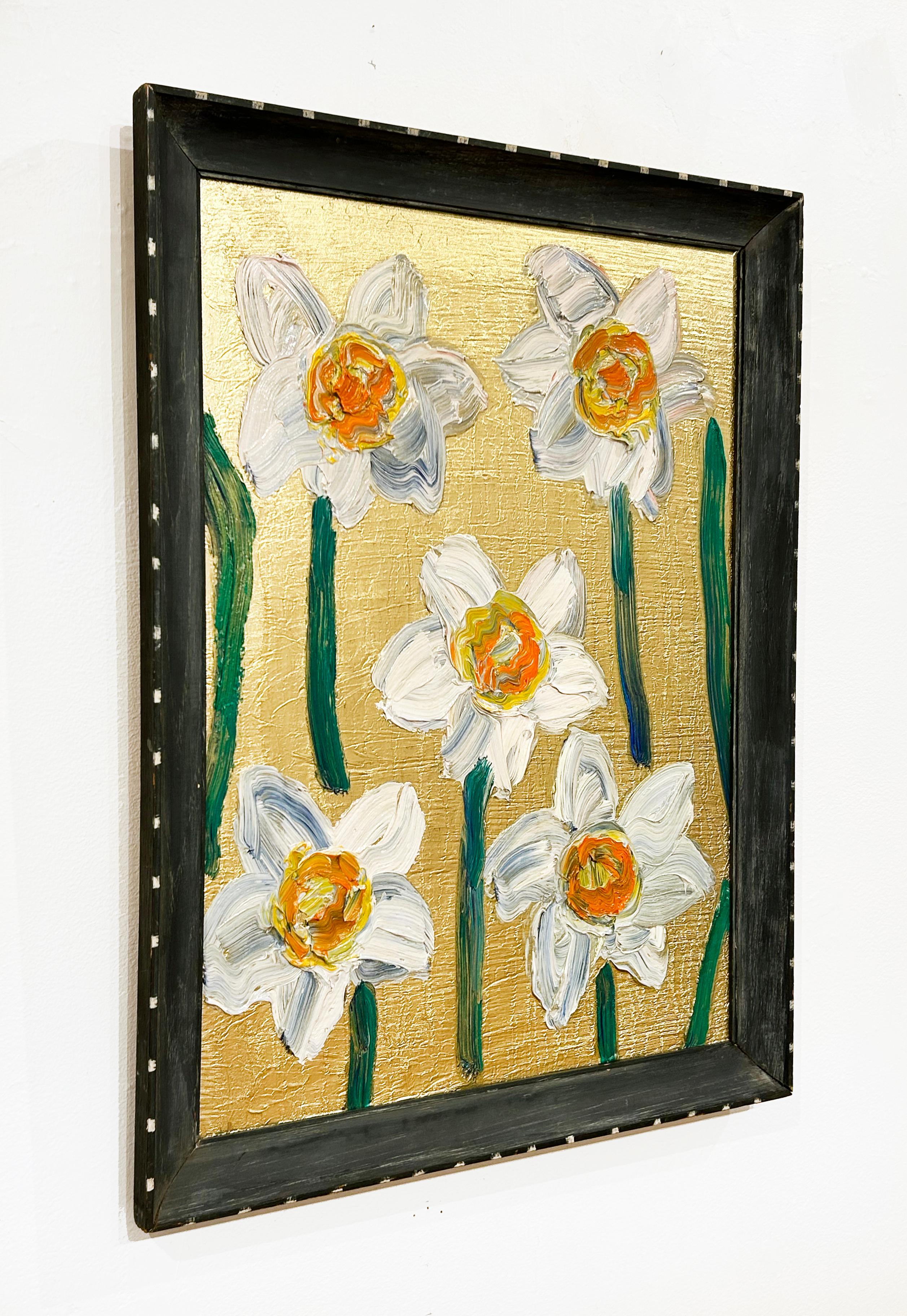 Artist:  Slonem, Hunt
Title: Daffodils
Date:  2024
Medium:  Oil on Wood
Unframed Dimensions:  21.5